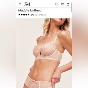 Adore Me Maddie Unlined Bra 36D Pink Peach and High Waist Panty L